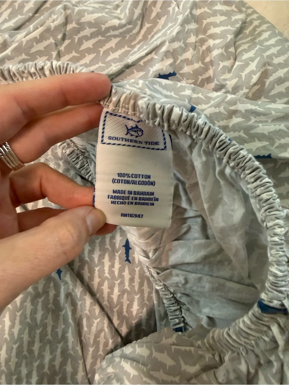 Southern Tide Home Shark Sighting cotton fitted sheet